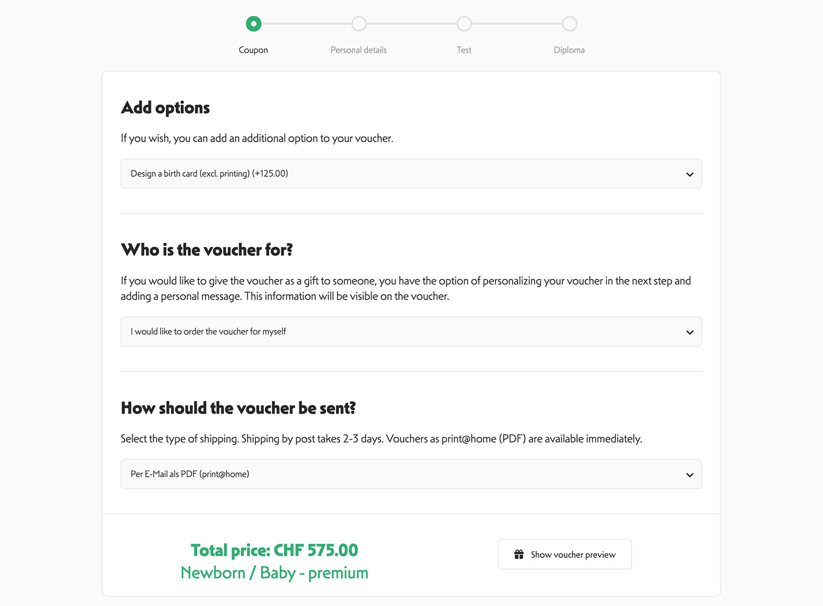 Process to buy voucher - in a few steps to the goal