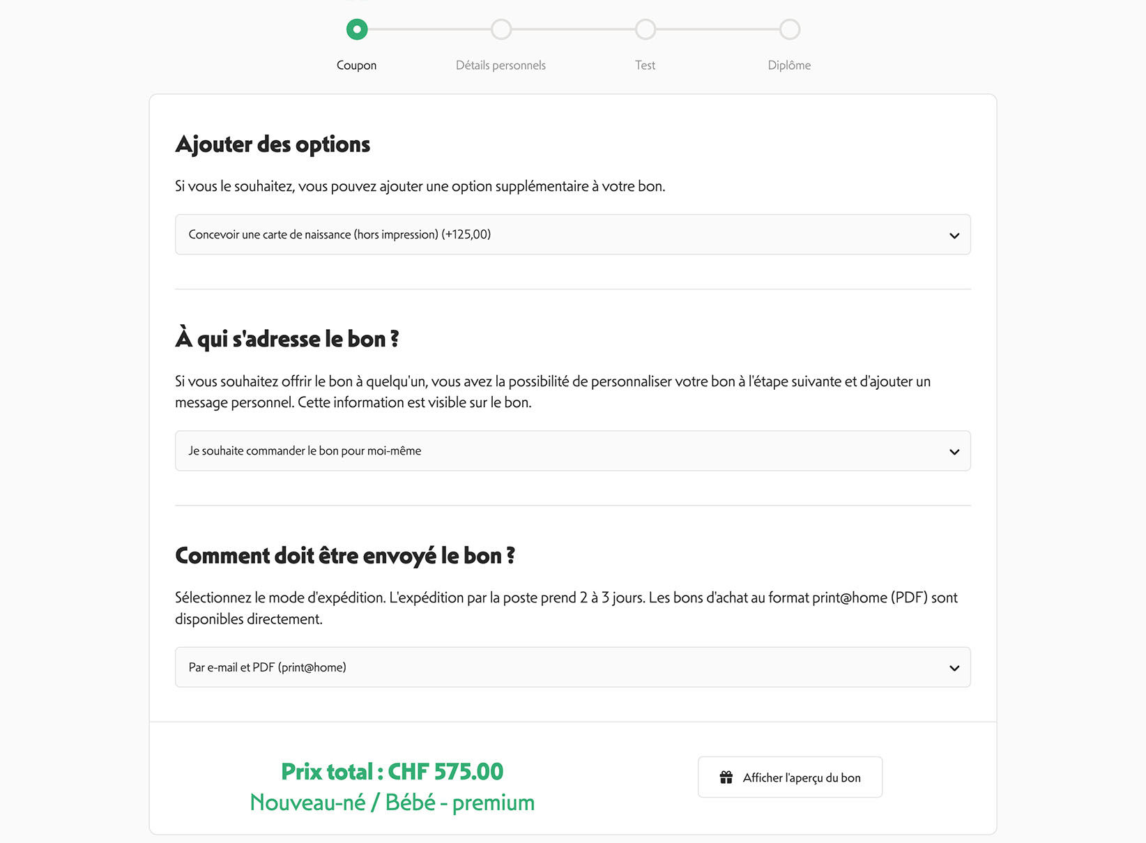 Processus pour acheter un bon cadeau - atteindre son objectif en quelques étapes 